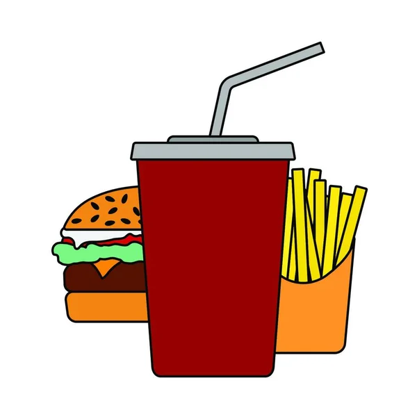 Fast Food Drank Pictogram Vector Illustratie Grafisch Ontwerp — Stockvector