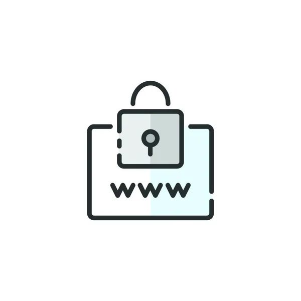 安全なウェブナビゲーション 警備の南京錠 インターネットの概念 フルカラーのアイコン 孤立した商取引のベクトル図 — ストックベクタ
