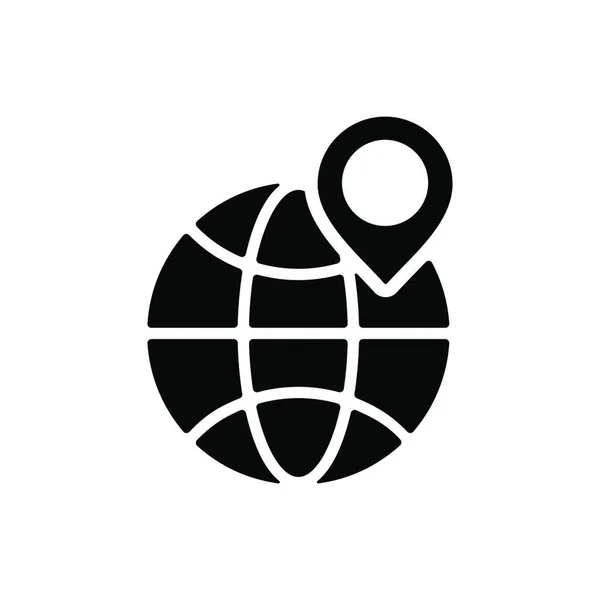 Planeta Tierra Marcador Ubicación Icono Del Glifo Vectorial Entrega Internacional — Archivo Imágenes Vectoriales
