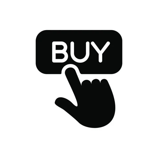 Finger Pointing Buy Sign Glyph Icon Commerce Sign Graph Symbol — Stock Vector