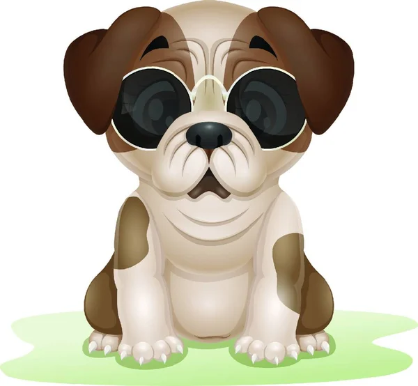 Bonito Desenho Animado Cão Com Língua Para Fora — Vetor de Stock