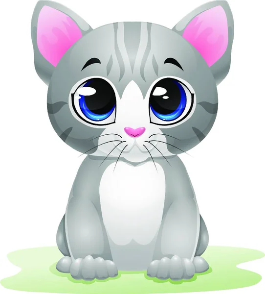 Roztomilý Kočka Modrýma Očima — Stockový vektor