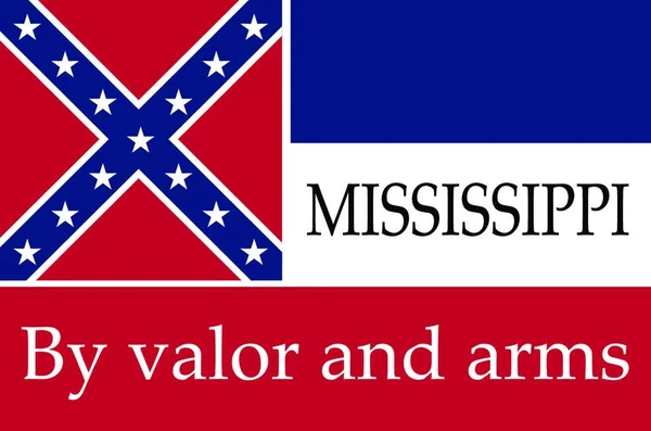 Флаг Штата Миссисипи Девизом Штата Доблести Оружию — стоковый вектор