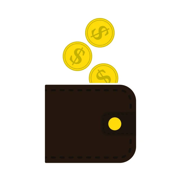 Billetera Con Icono Dinero Sobre Fondo Blanco Ilustración Vectorial — Vector de stock