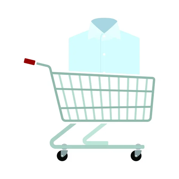 白い背景に隔離された食料品の袋を持ったショッピングカート — ストックベクタ