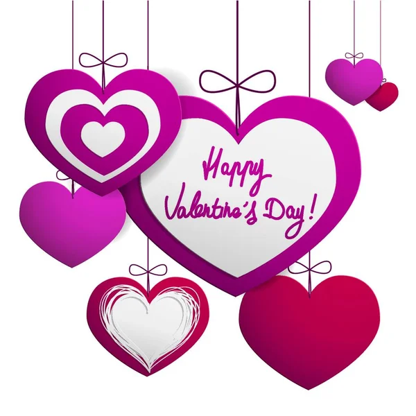 Tarjeta Feliz Día San Valentín Con Corazones Corazón — Vector de stock