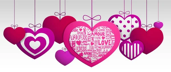 Valentinstag Hintergrund Mit Herzen Vektorillustration — Stockvektor