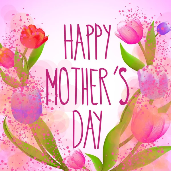 Happy Mothers Day Card Full Vector Elements — Stock Vector