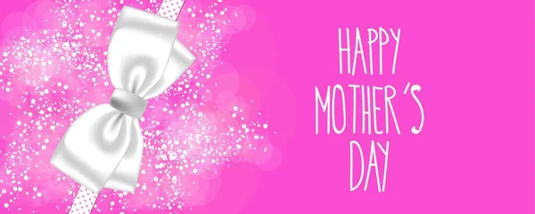 Щасливі Матері День Вітальна Листівка Рожевими Квітами Фіолетовою Стрічкою Векторна — стоковий вектор