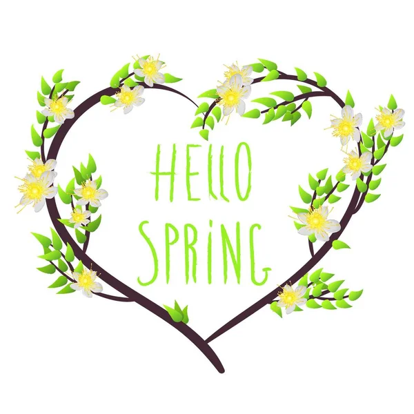 Hello Spring Leaves Colors Vector Background — Stock Vector