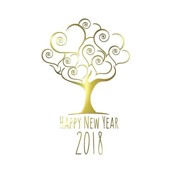 Ευτυχισμένο Νέο Έτος Δέντρο Εικονογράφηση Διάνυσμα Παστέλ Χρώματα — Διανυσματικό Αρχείο