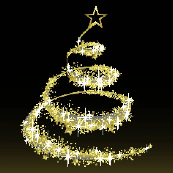 Arbre Noël Vecteur Noir Avec Paillettes — Image vectorielle