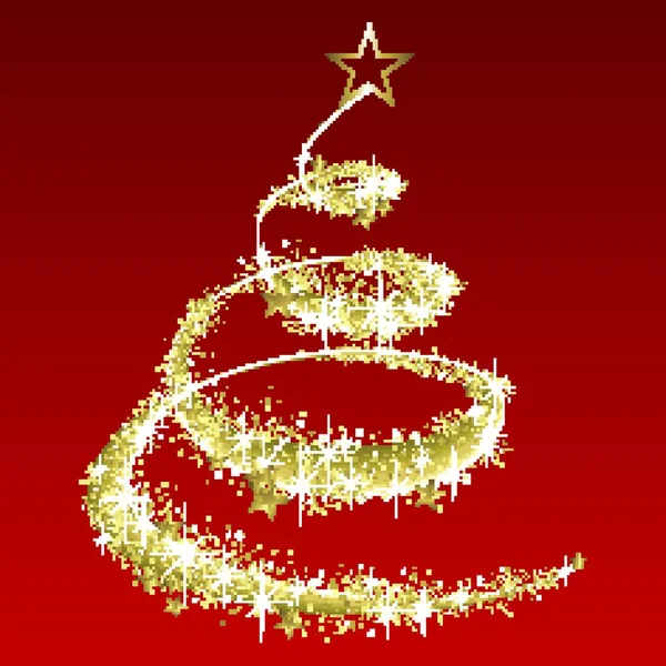 Kırmızı Altın Glitter Ile Noel Ağacı Vektör — Stok Vektör