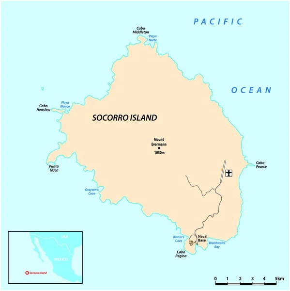 Mapa Mexického Tichomořského Ostrova Socorro — Stockový vektor