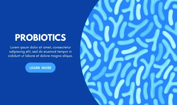 Fond Vectoriel Avec Probiotiques Bifidobacterium Lactobacille Bactérie Acide Lactique Microbiome — Image vectorielle