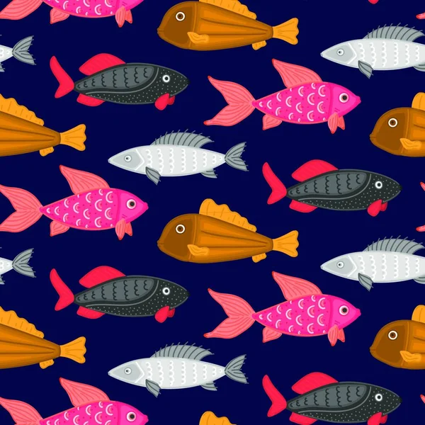 Векторный Бесшовный Рисунок Красочными Абстрактными Рыбами Подводный Мир Аквариум Оберточная — стоковый вектор