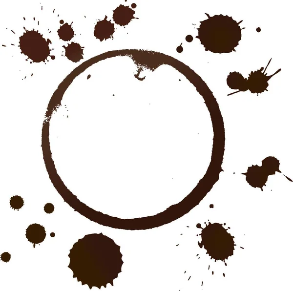 Εικονογράφηση Διάνυσμα Καφέ Φλιτζάνι Καφέ Κούπα Λεκέ Δαχτυλίδια Και Σταγόνες — Διανυσματικό Αρχείο