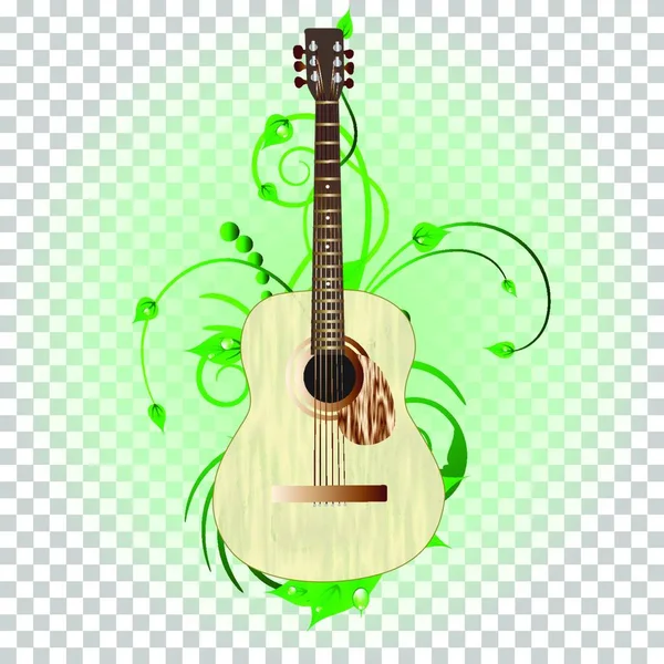 Gitaar Muziekinstrumenten Een Groene Achtergrond Vectorillustratie — Stockvector