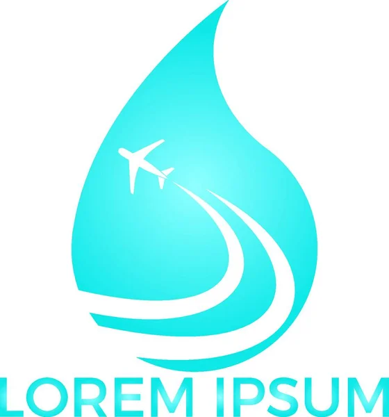 Wassertropfen Und Logo Design Des Flugzeugs — Stockvektor