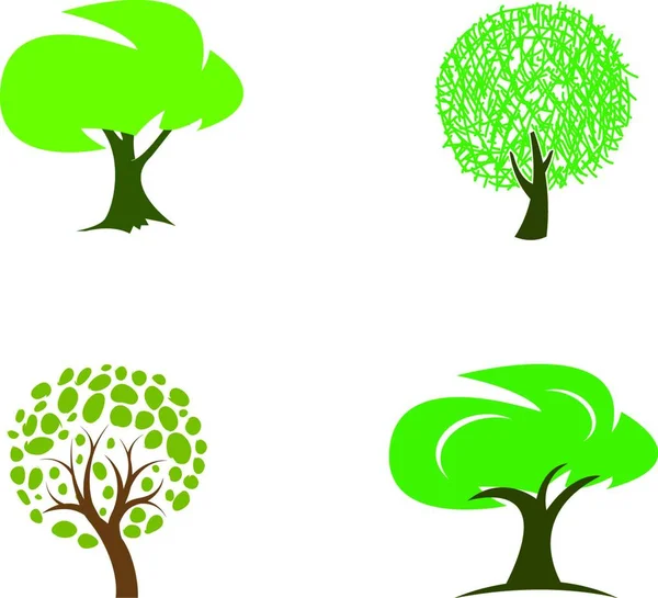Sílhueta Plana Árvore Vetorial Isolada Fundo — Vetor de Stock