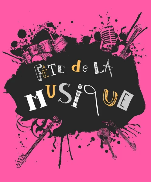 Festival Musique Française Instruments Illustration Gribouillis — Image vectorielle