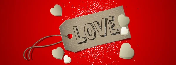 Šťastný Valentýn Label Srdce Nápis — Stockový vektor