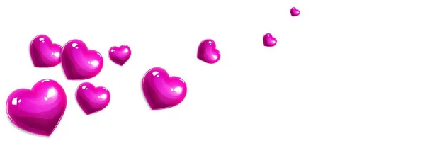 Victor Rosa Kärlek Hjärtan Banner Isolerad Vitt — Stock vektor