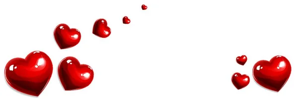 Vettore Rosso Amore Cuori Banner Isolato Bianco — Vettoriale Stock