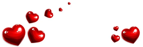 Banner Corazones Amor Rojo Vectorial Aislado Blanco — Archivo Imágenes Vectoriales