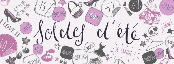 Francese Cant Have Shopping Doodles Background — Vettoriale Stock