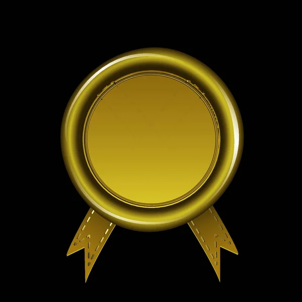 Золота Глянцева Золота Медаль Стрічкою Відображенням — стоковий вектор