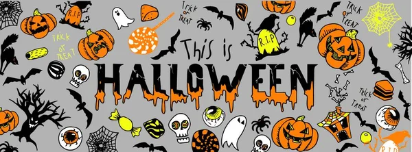 Bakgrunnsinformasjon Halloween Med Gresskar Edderkopper Flaggermus Gresskar Flaggermus Spøkelse Måne – stockvektor