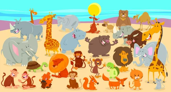 Мультфильм Группе Комиксов Cute Wild Animal — стоковый вектор