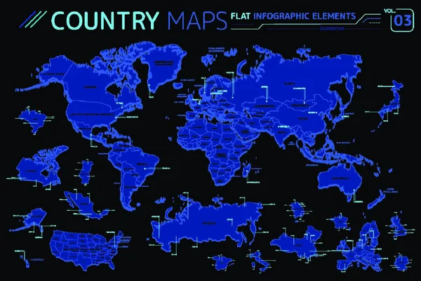 Carte Monde Avec Bleu Blanc — Image vectorielle