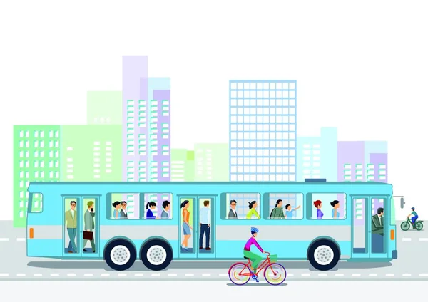 Openbaar Busvervoer Illustratie — Stockvector