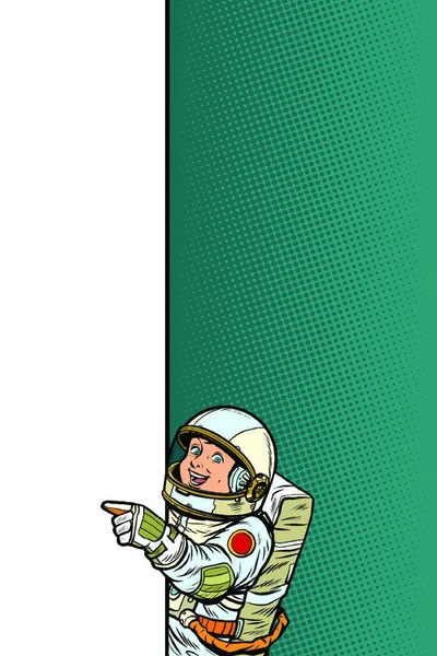 Pojke Barn Son Astronaut Peka Kopiera Utrymme Affisch Pop Konsten — Stock vektor