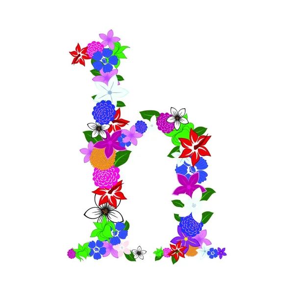 Ανθικό Αλφάβητο Λουλούδια Και Πεταλούδες — Διανυσματικό Αρχείο