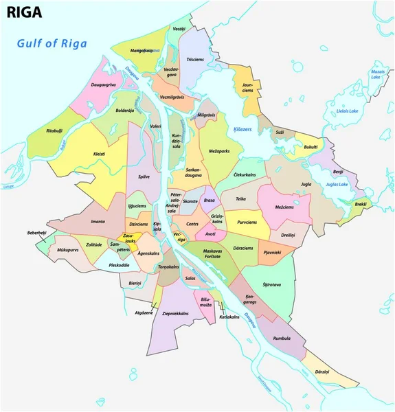 Mapa Administrativo Distrital Latvia Capital Riga — Vector de stock