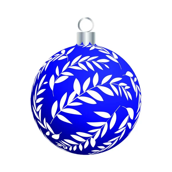 Blue Christmas Ball Izolowane Białym Tle — Wektor stockowy