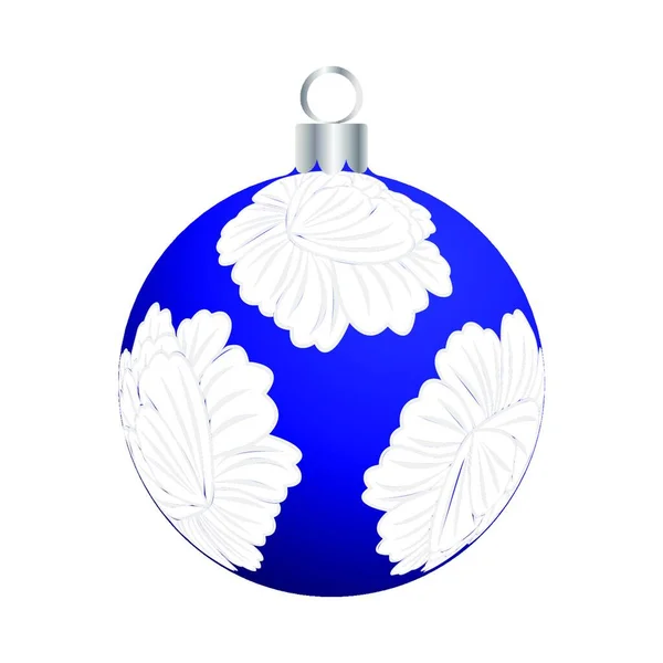 Blue Christmas Ball Isolated White Background — Stock Vector
