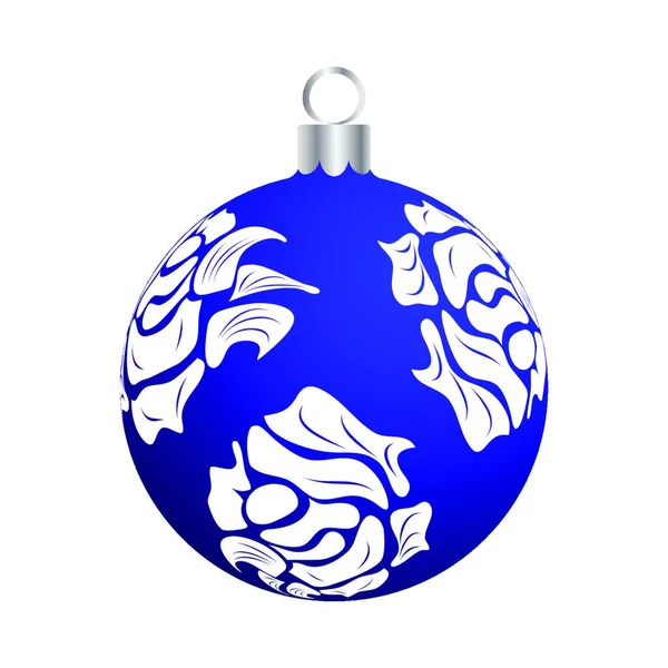 Blue Christmas Ball Izolowane Białym Tle — Wektor stockowy