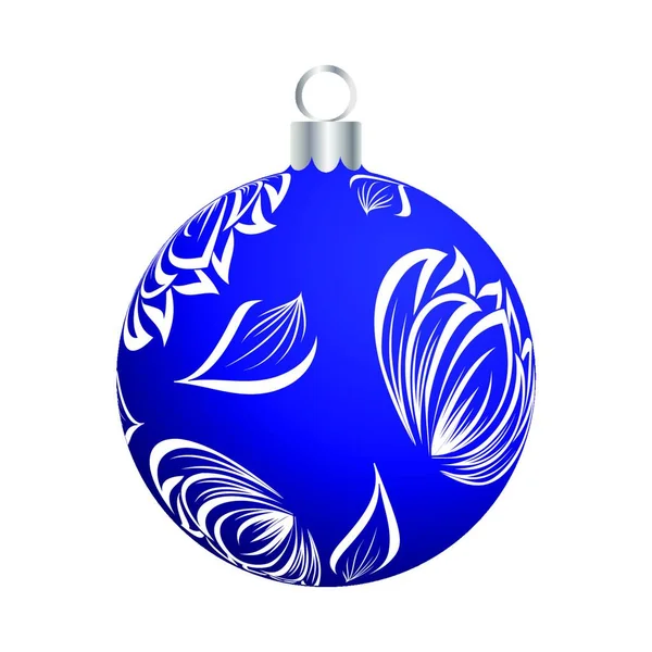 白い背景に隔離された青いクリスマスボール — ストックベクタ