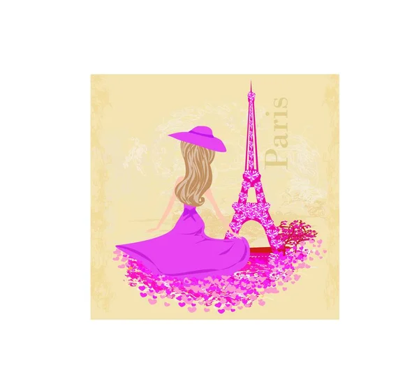 Paris Frankrijk Juni 2019 Eiffeltoren Vectorillustratie — Stockvector