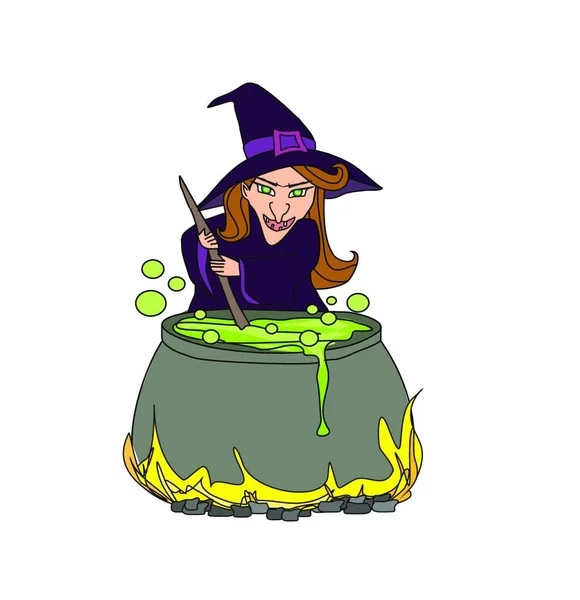 Witch Hat Broom Vector Illustration Design — Stock Vector