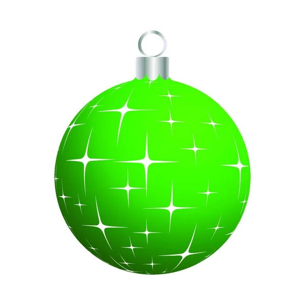 Πράσινη Χριστουγεννιάτικη Μπάλα Απομονωμένη Λευκό Φόντο — Διανυσματικό Αρχείο