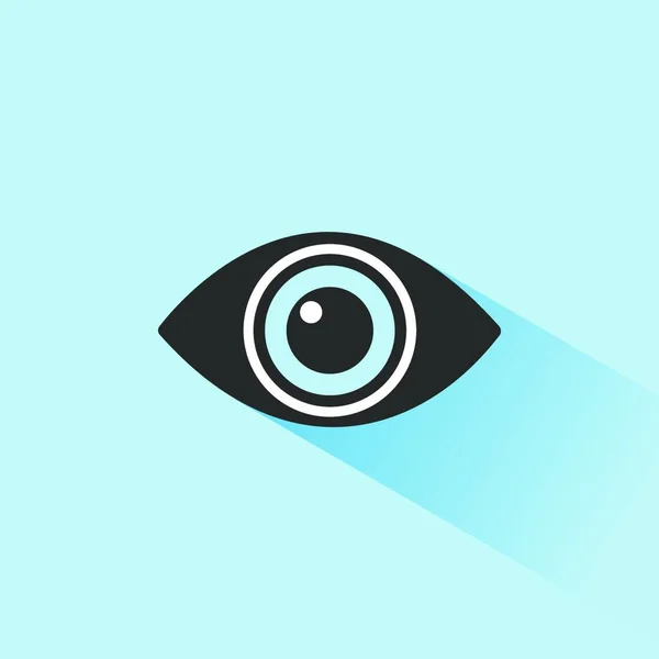 Corpo Sente Visão Ícone Olho Com Sombra Fundo Azul Ilustração — Vetor de Stock