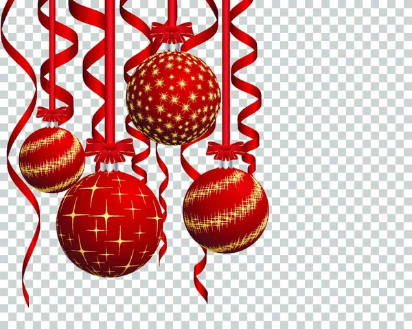 赤いリボンと弓でクリスマスボール ベクターイラスト — ストックベクタ