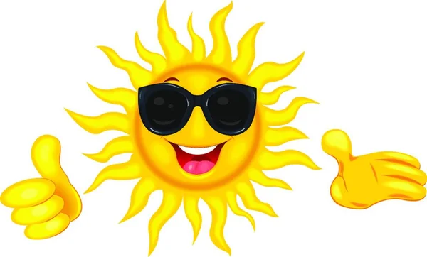 Joyeux Soleil Dessin Animé Dans Des Lunettes Protection Soleil Joyeux — Image vectorielle