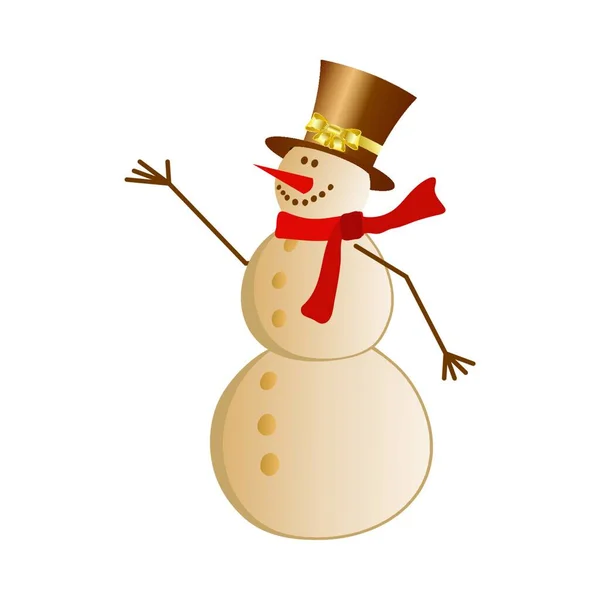 Sneeuwpop Met Hoed Boog — Stockvector