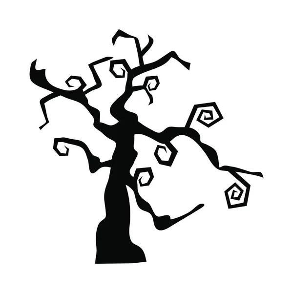 Árvore Halloween Com Ilustração Vetorial Desenhada Mão —  Vetores de Stock